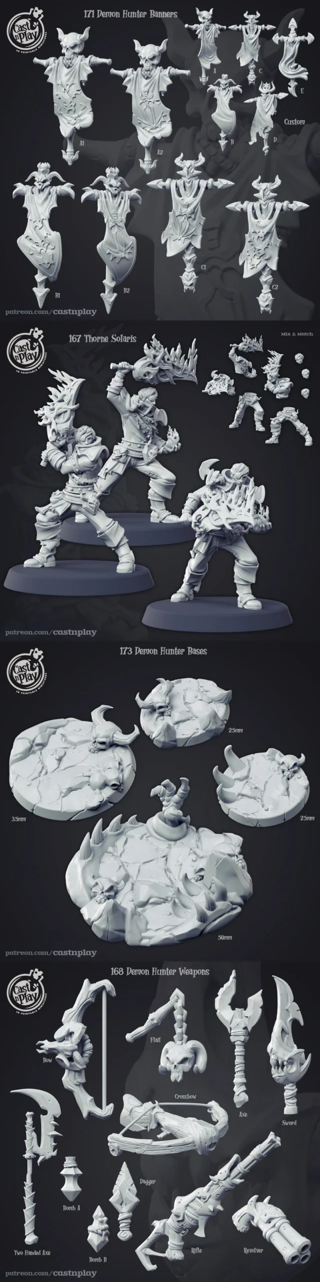 Thorne Solaris fantasy warrior miniatures in dynamic poses with weapons and bases