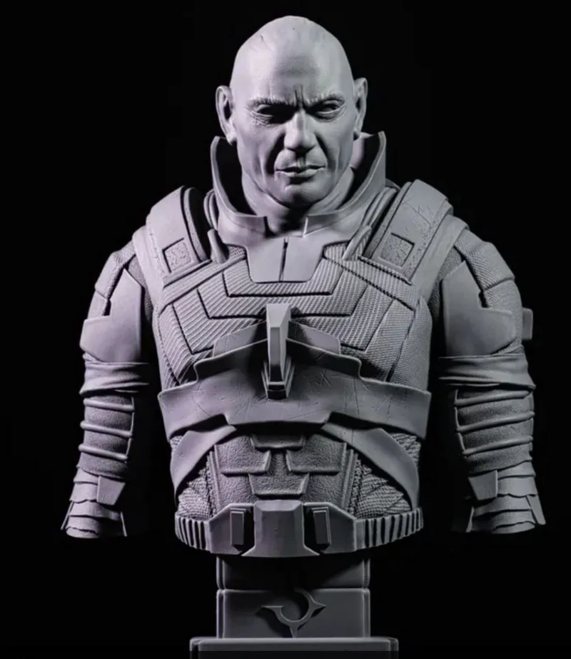 Glossu Rabban Dune character bust with Harkonnen armor and display base