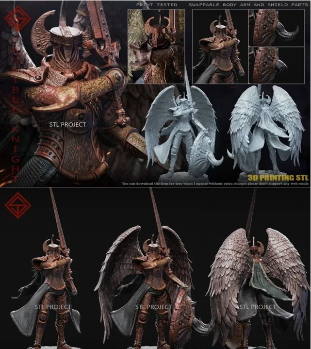 Crucible Knight Devonia in ornate armor with sword, shield, and feathered wings