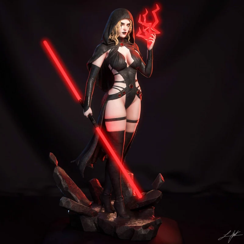 Darth Zannah Sith figure with red lightsaber and energy effect