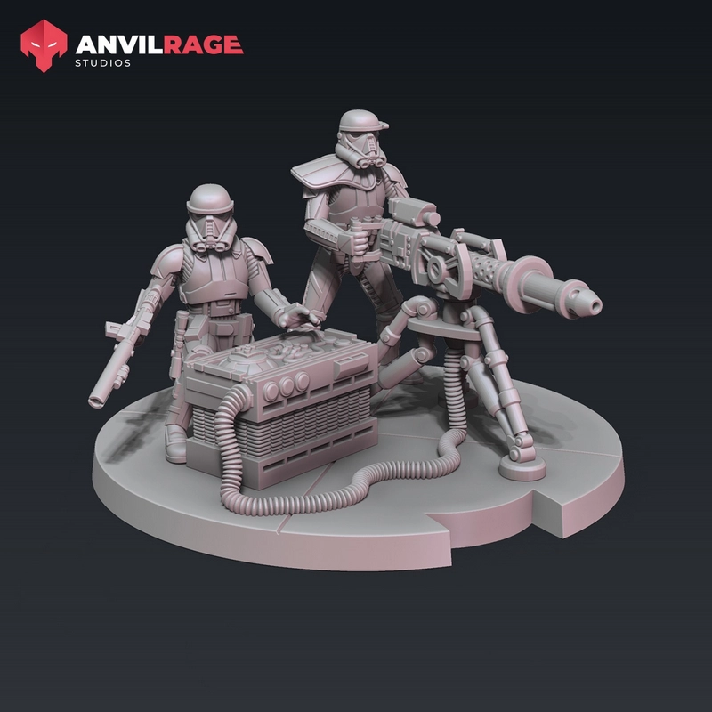 Star Wars Death Trooper diorama with E-Web blaster and two armored figures