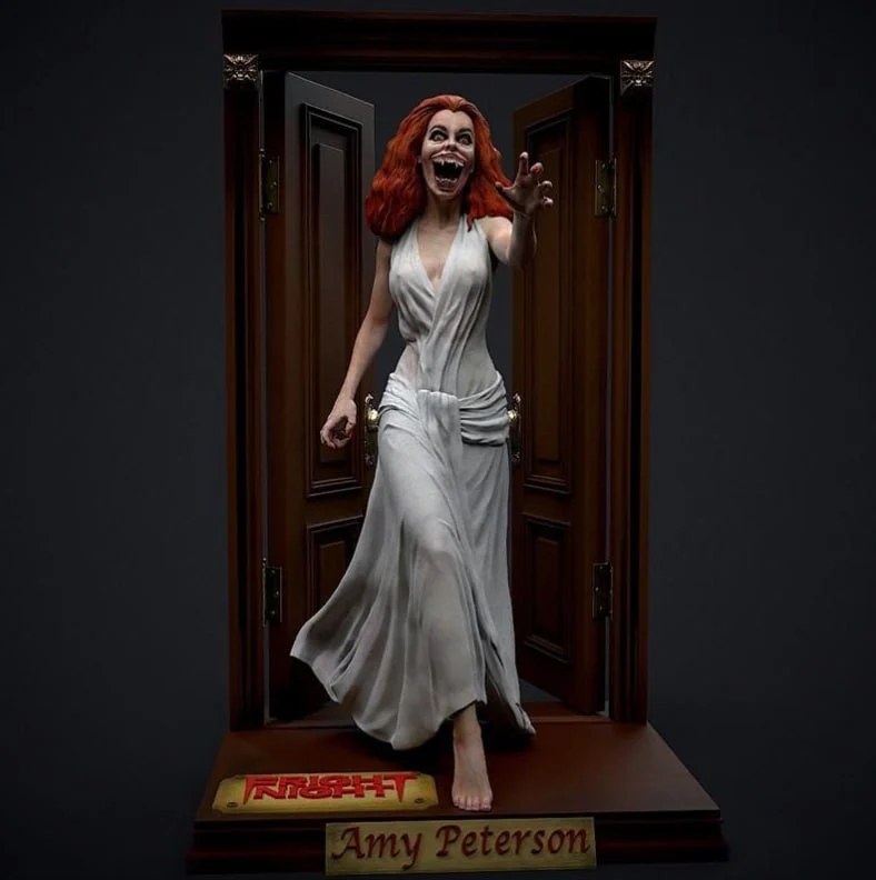 Amy Peterson Fright Night horror figure in a white dress on a display base