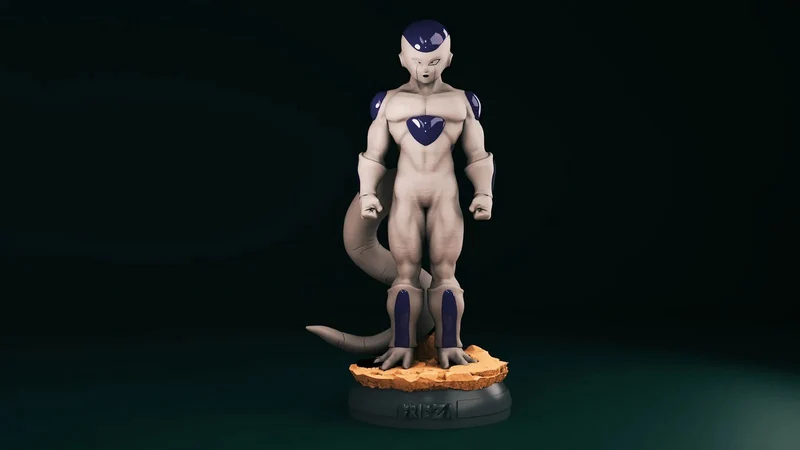 Freezer Dragon Ball character figure with a long tail on a display base