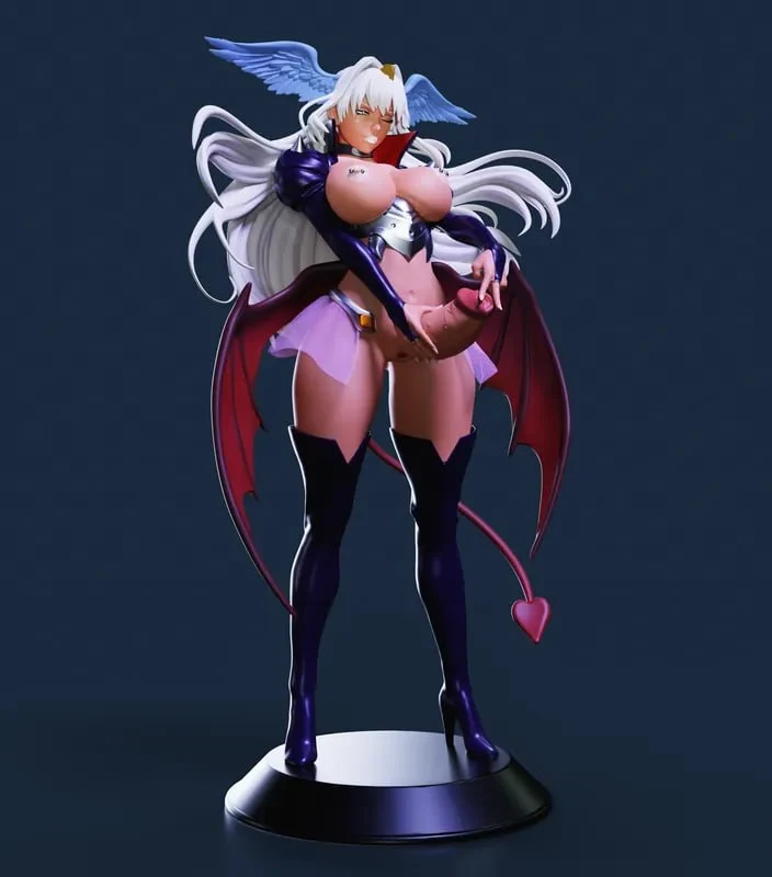 Nailkaiser winged original character figure with white hair and heart-tipped tail