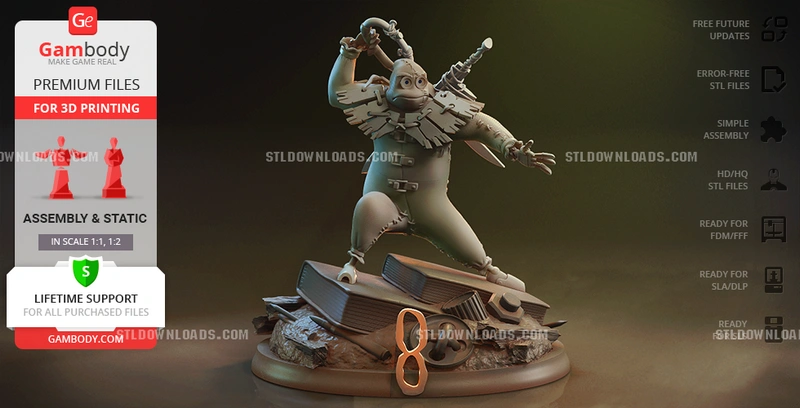 Original sci-fi humanoid movie character statue on a detailed display base
