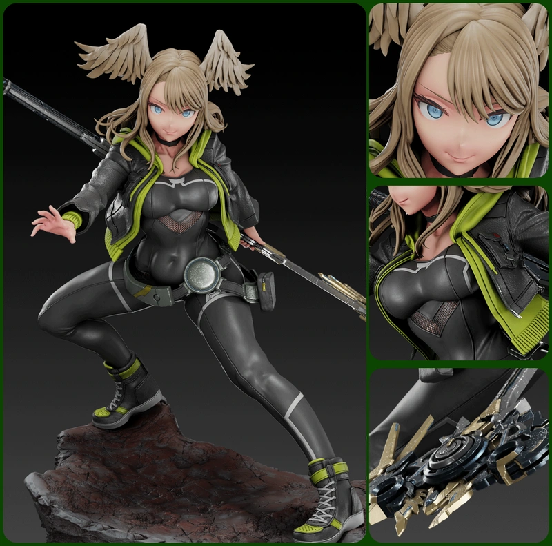 Eunie Xenoblade Chronicles 3 figure with weapon on a rocky base
