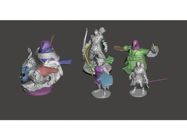 Humblewood fantasy tabletop character miniatures with birdlike heroes and colorful costumes