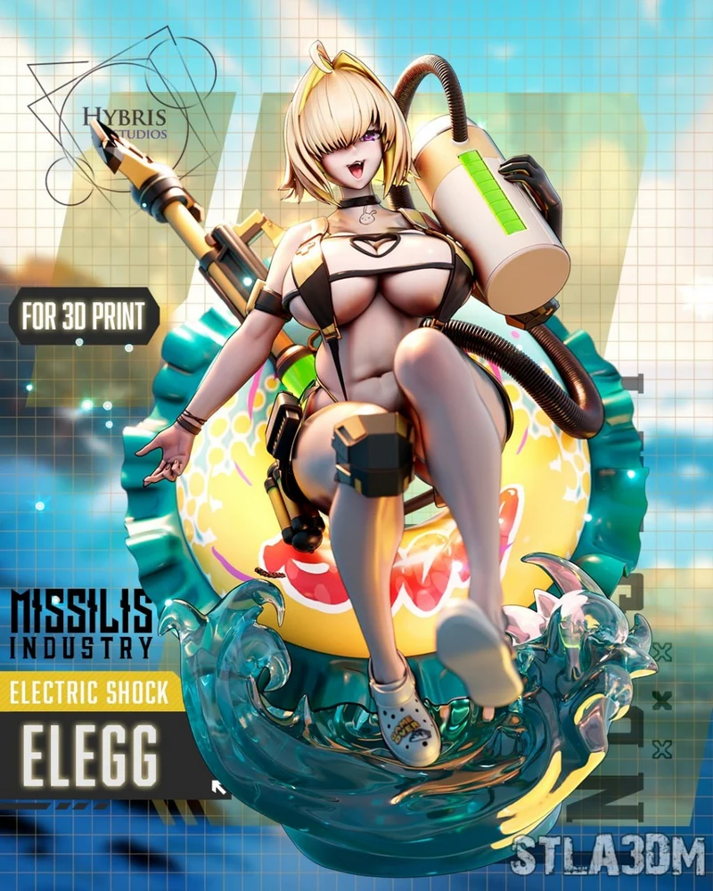 Elegg character figure with tank, hoses, weapon, and water-splash base