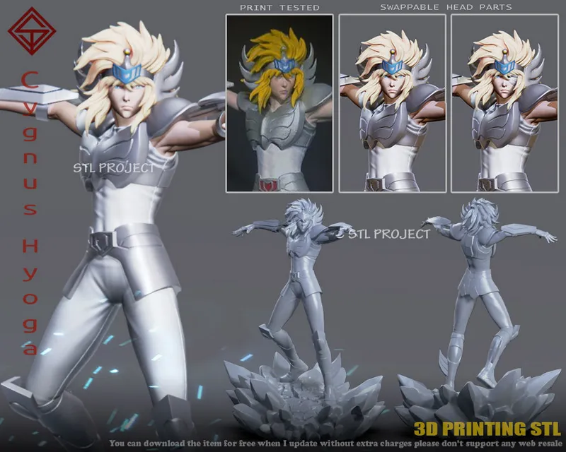 Hyoga de Cisne Saint Seiya figure in silver armor with icy shards