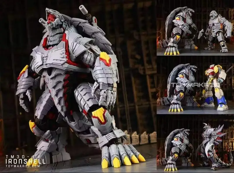 Ironshell sci-fi armored creature figure with gray plating and yellow accents