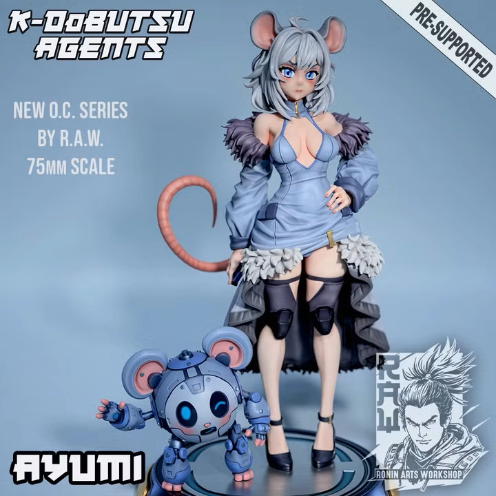 Ayumi mouse-inspired character figure with a small robot companion