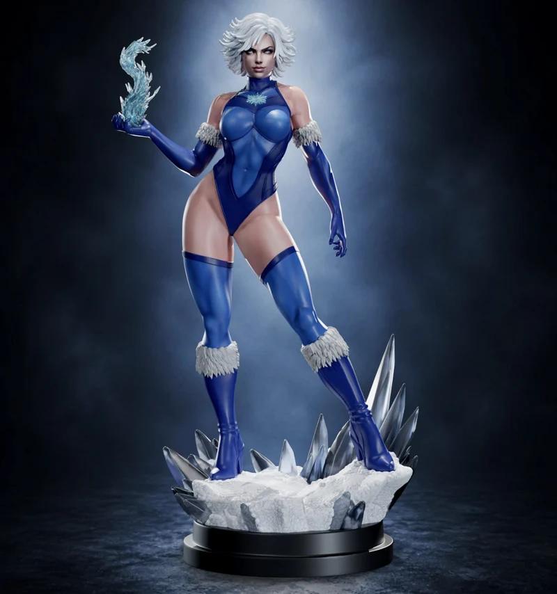 Killer Frost DC Comics figure in a blue costume on an icy crystal base