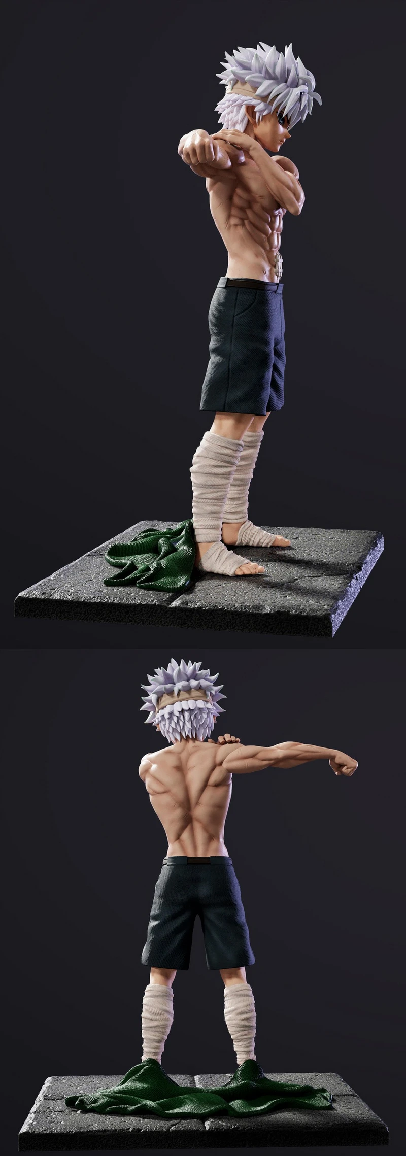 Killua Zoldyck Hunter x Hunter figure on a textured display base