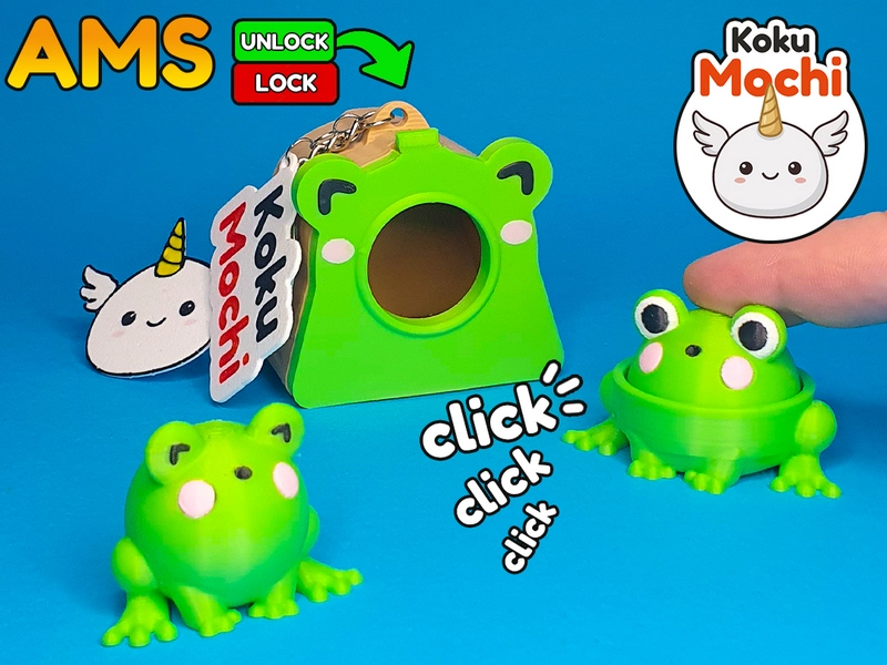 Green Koku Mochi frog house model with round opening and pink cheeks