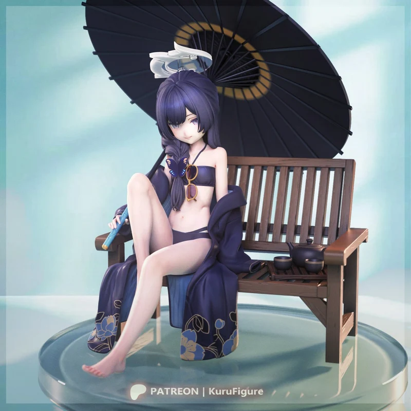 Ryuuge Kisaki Blue Archive figure seated beneath a black parasol