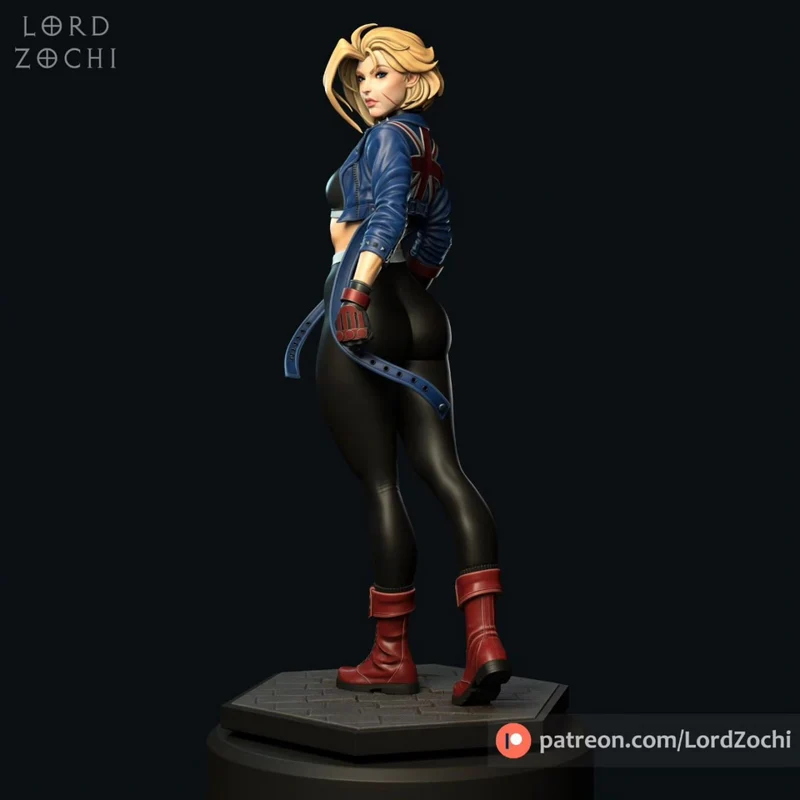 Cammy White Street Fighter figure in a blue jacket and red boots