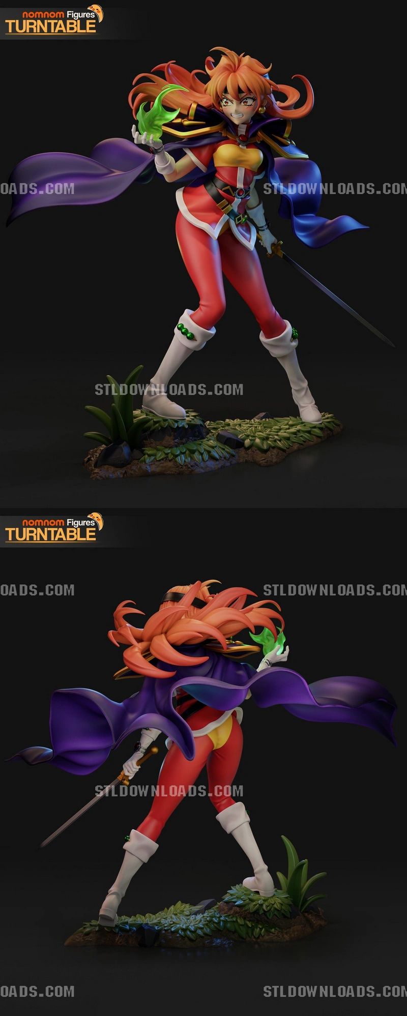 Lina Inverse Slayers figure with sword, cape, and green magic