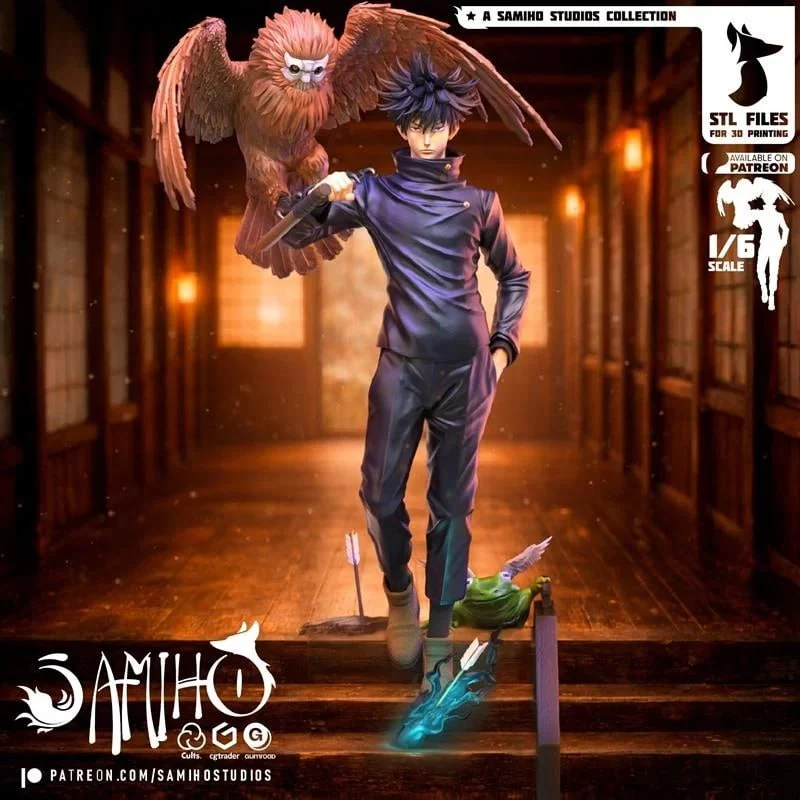 Megumi Fushiguro figure with a winged shikigami from Jujutsu Kaisen