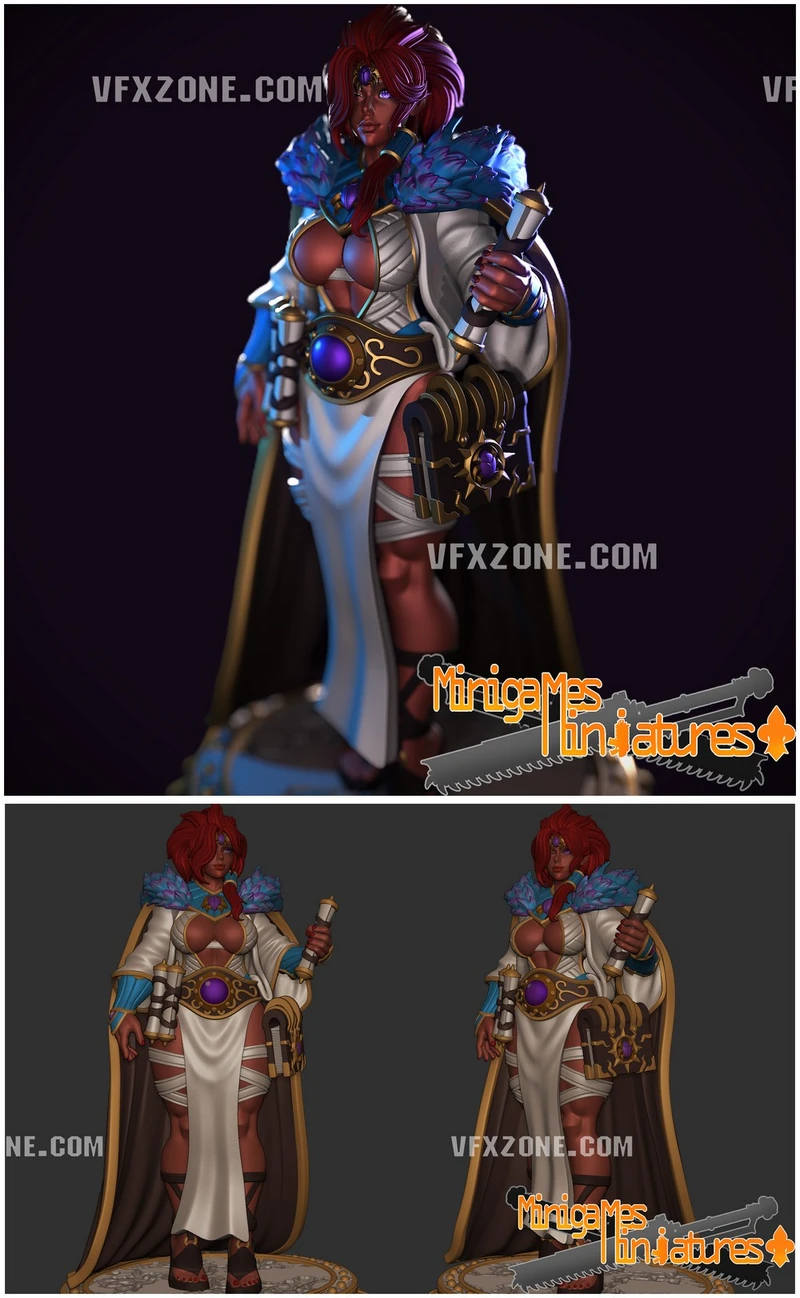 Crimson Sorcerer Magnara fantasy sorceress figure with staff and ornate costume