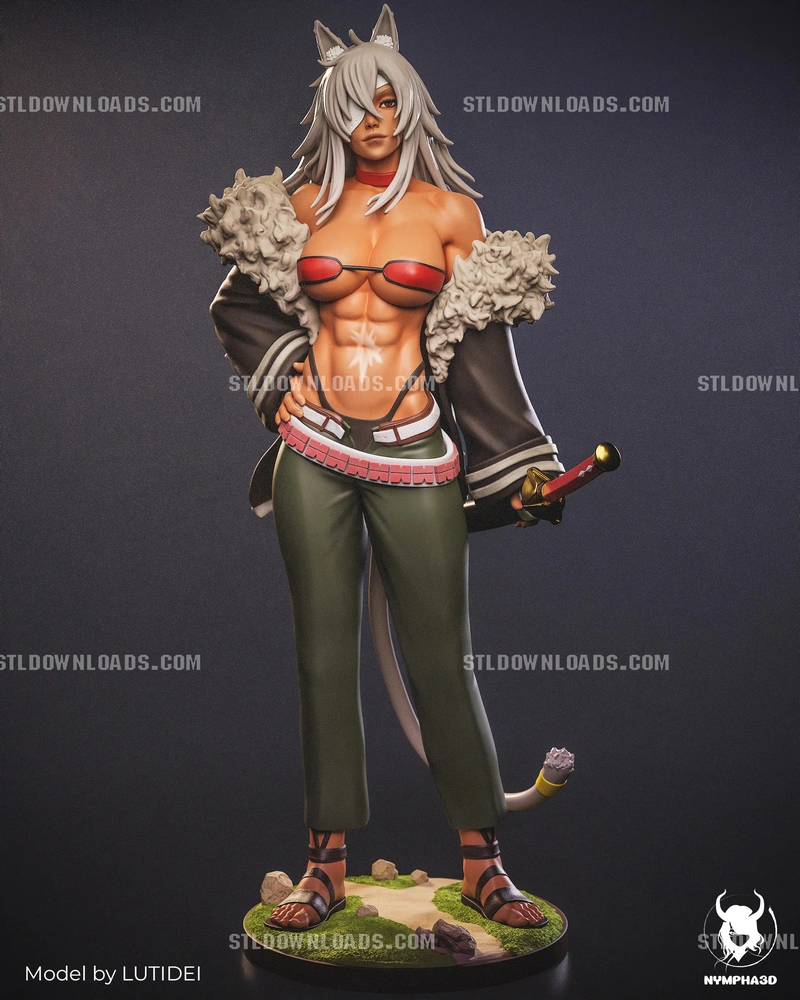 Ghislaine Dedoldia Mushoku Tensei figure with sword and wolf ears