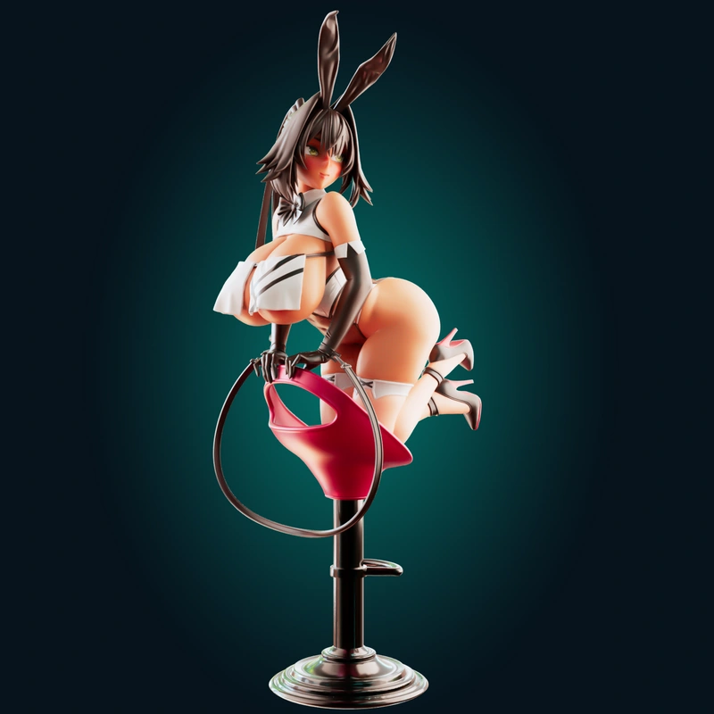 Bay from Goddess of Victory: Nikke as a bunny-eared figure on a pedestal