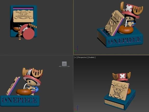 Tony Tony Chopper One Piece phone stand with skull panel and teal base
