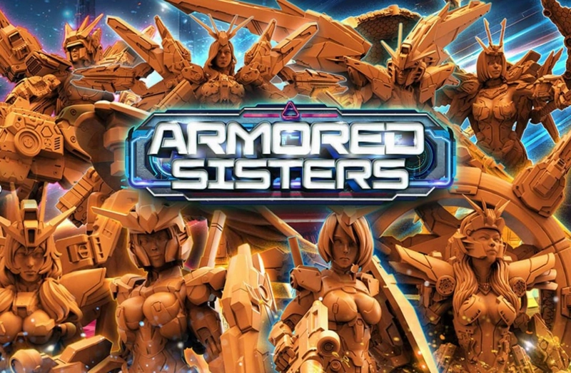 Armored female sci-fi warrior miniatures in ornate powered armor