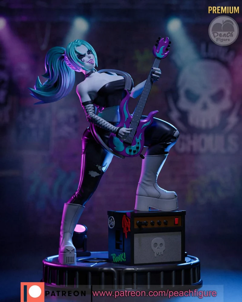 Ember McLain Danny Phantom figure playing a decorated electric guitar