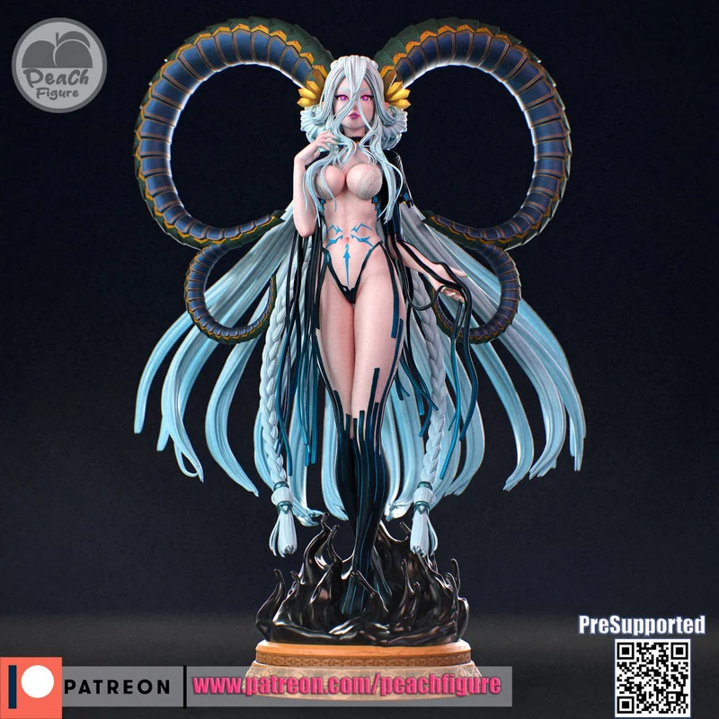 Tiamat Fate character figure with white hair and curled appendages