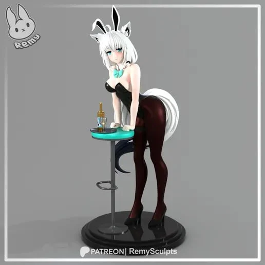 Shirakami Fubuki Hololive fox-eared character statuette with white tail