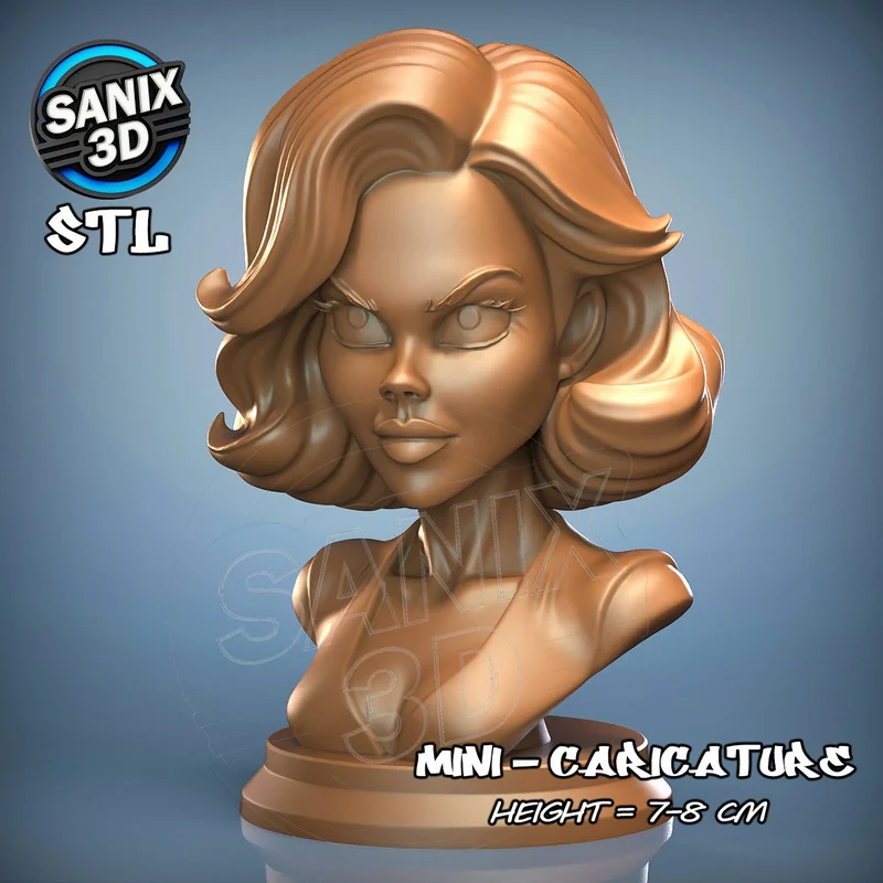 Stylized Nicole Kidman celebrity bust with swept hair and a rounded display pedestal