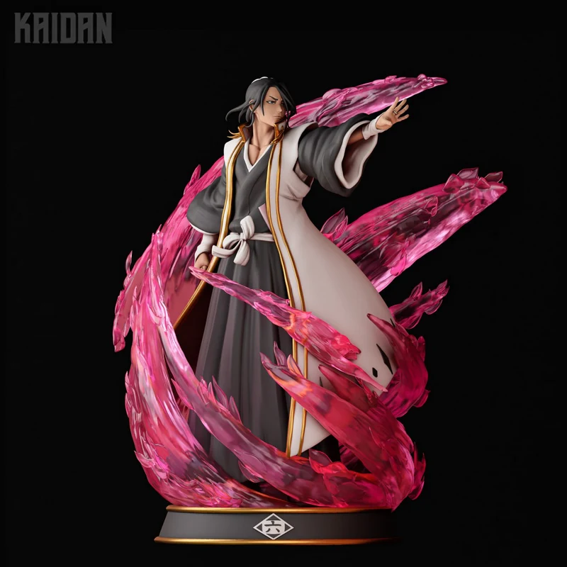 Byakuya Kuchiki figure in black-and-white robes with pink energy on a round base