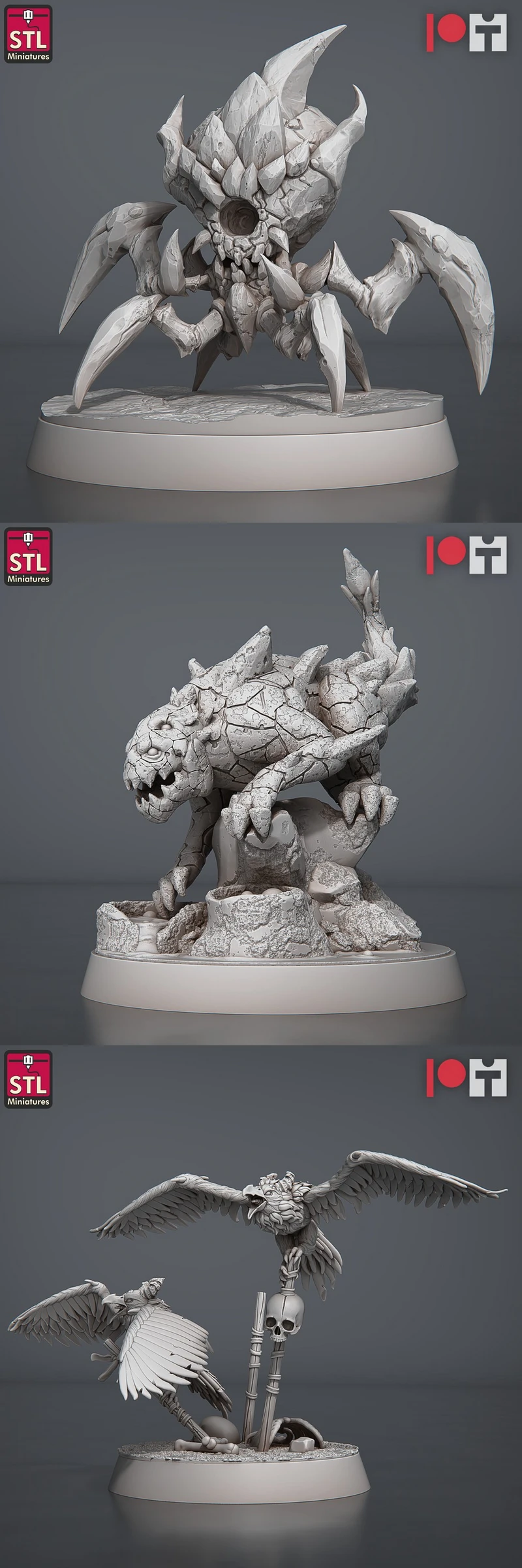 Hellcrows fantasy tabletop miniatures with winged crows, claws, horns, and scenic bases