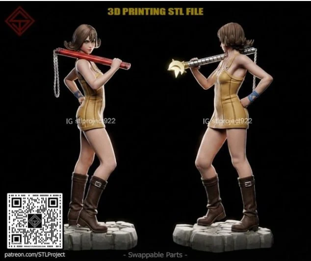 Selphie Tilmitt Final Fantasy VIII figure with weapons on a stone base