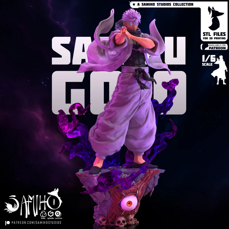 Satoru Gojo Jujutsu Kaisen figure with purple energy effects