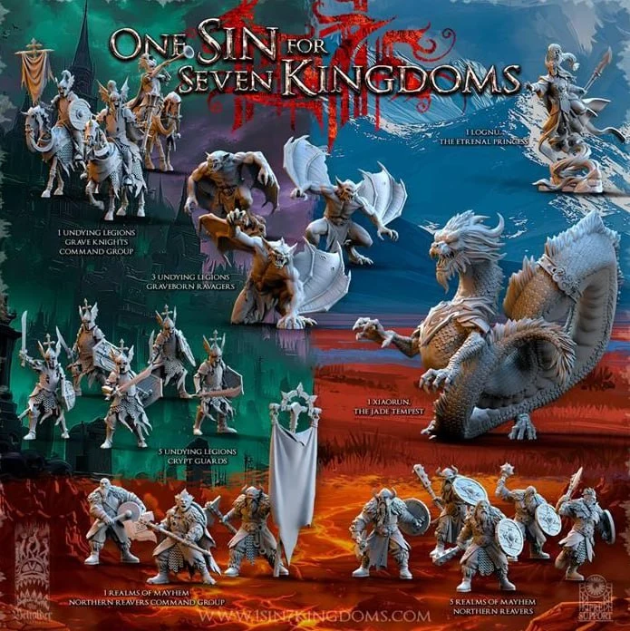 Fantasy Dungeons & Dragons miniature collage with armored creatures and warriors