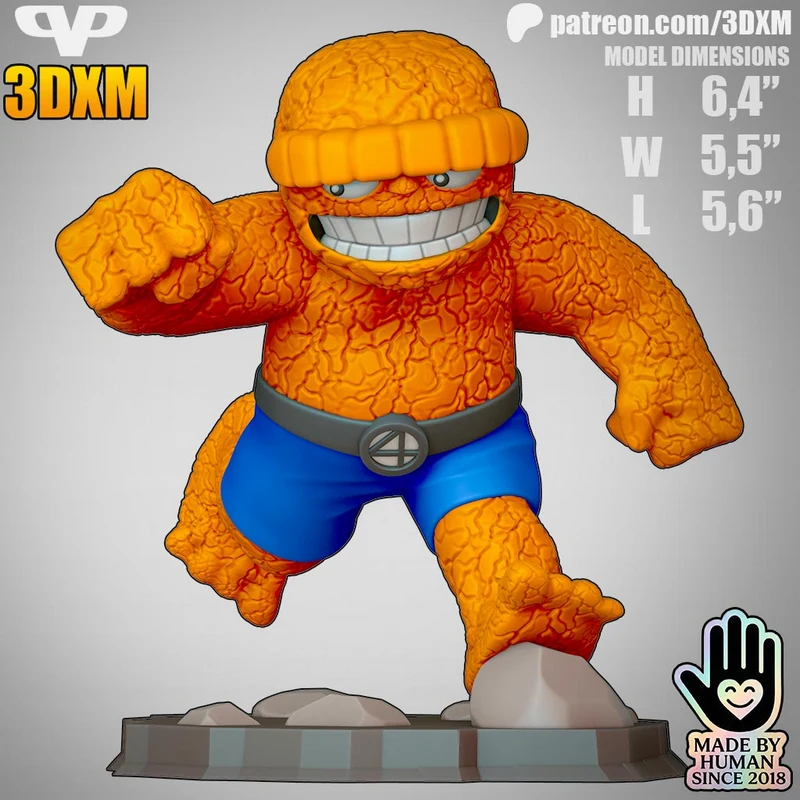 Marvel’s The Thing orange rocky character figure with blue shorts and display base