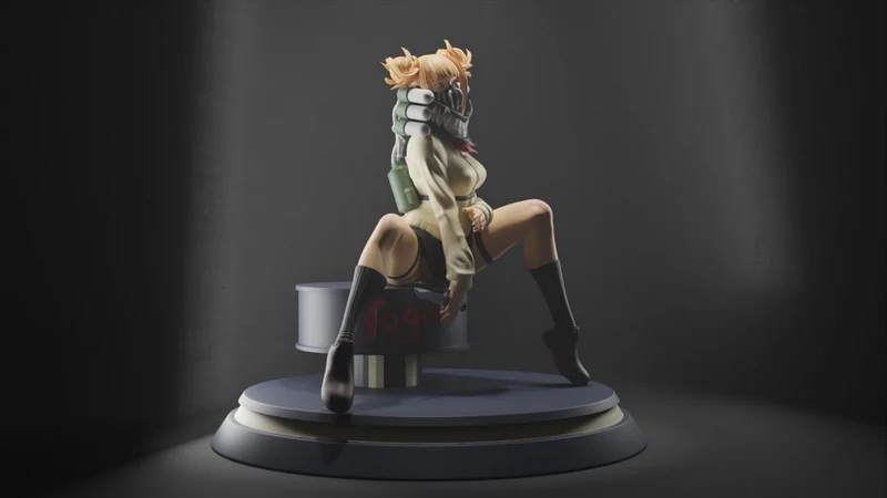 Himiko Toga My Hero Academia fan art figure seated on a round display base
