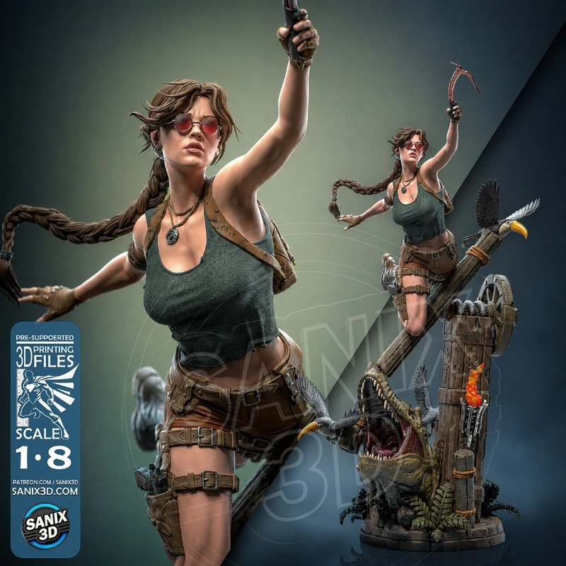 Lara Croft Tomb Raider 3D printable figure with climbing gear