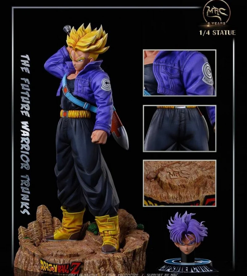 Trunks Dragon Ball figure with purple jacket, golden hair, and sheathed sword