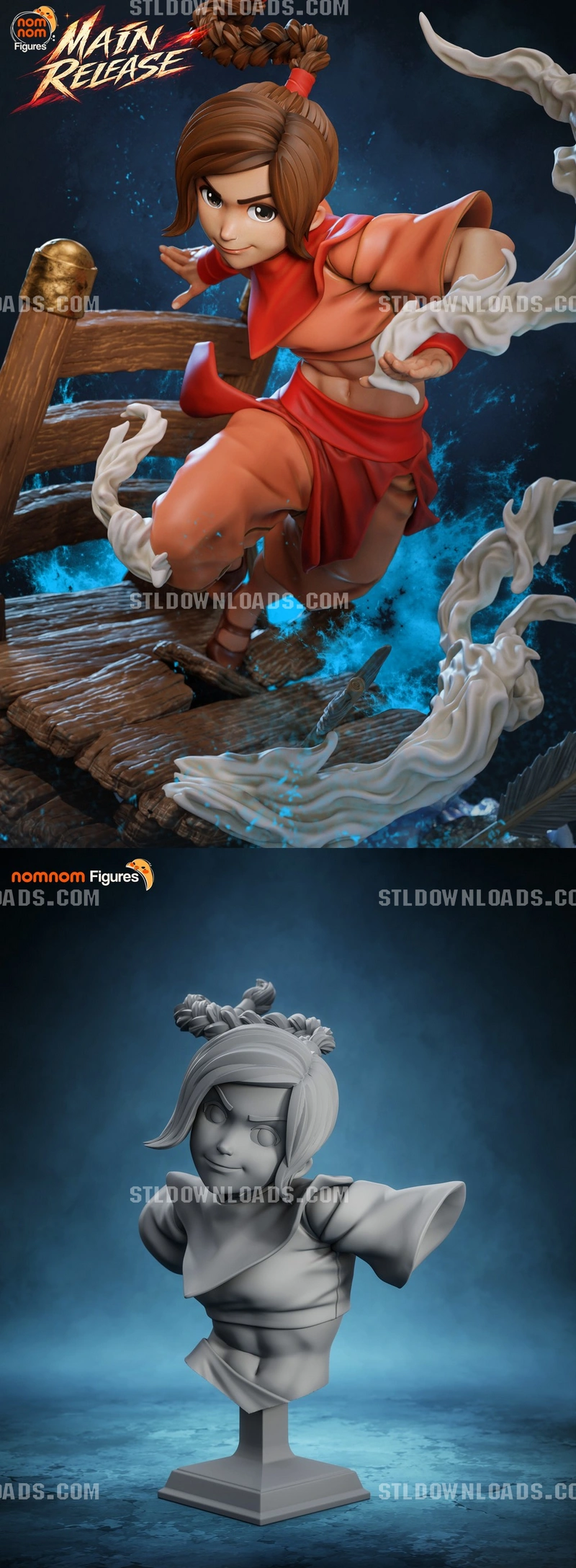 Stylized Ty Lee character figure in a dynamic martial arts pose with flowing white accents