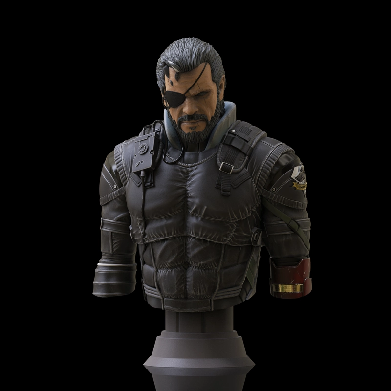 Venom Snake Metal Gear Solid bust with eyepatch and prosthetic arm
