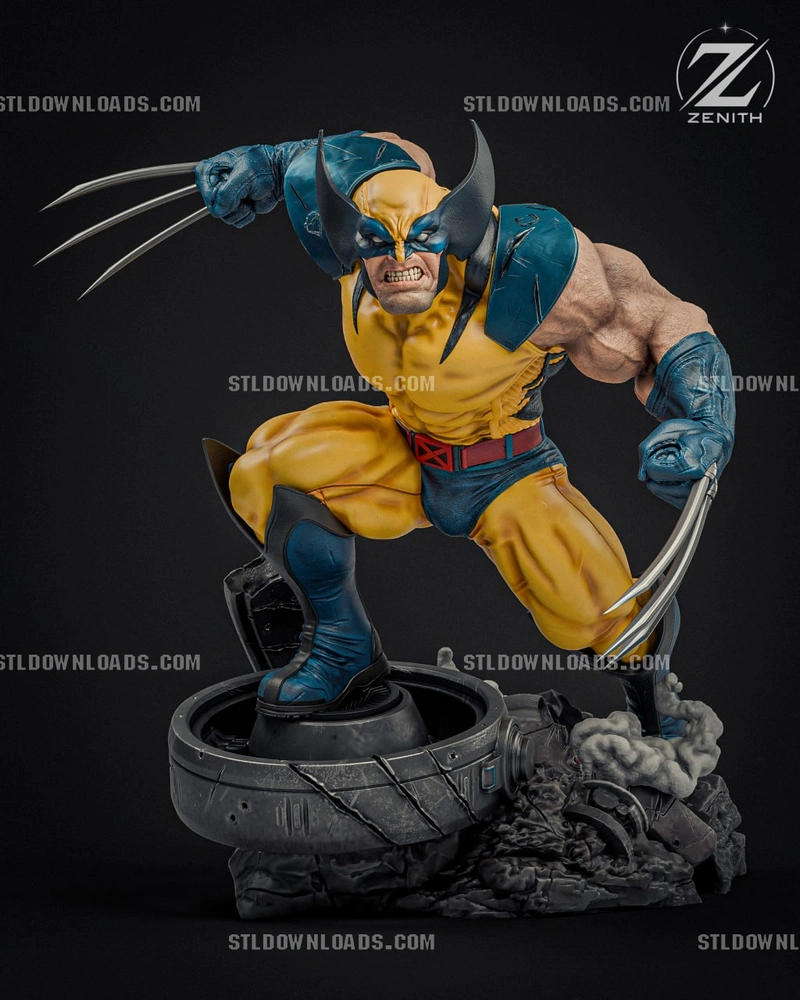 Wolverine Marvel statue in a crouching pose with extended claws