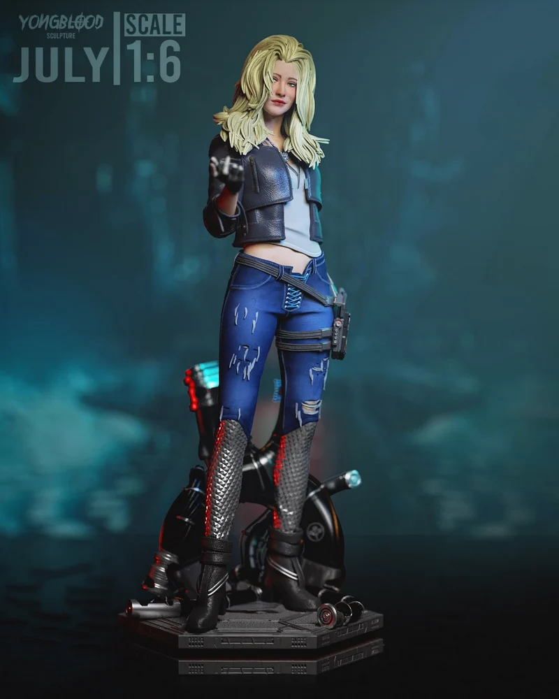 Alt Cunningham Cyberpunk 2077 figure with blonde hair and sci-fi display base
