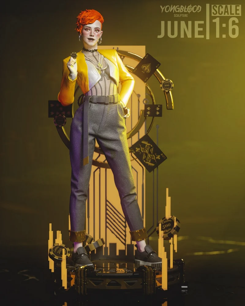 Aurore Cassel Cyberpunk 2077 standing character figure with orange hair