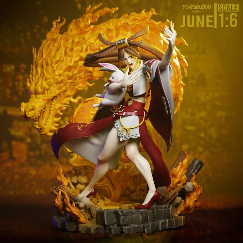 Jam Kuradoberi Guilty Gear statue with rabbit and golden dragon