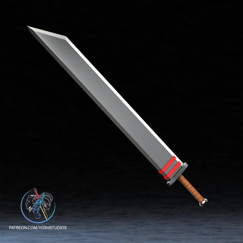 Absolute-inspired Wonder Woman sword with a broad blade and red guard bands