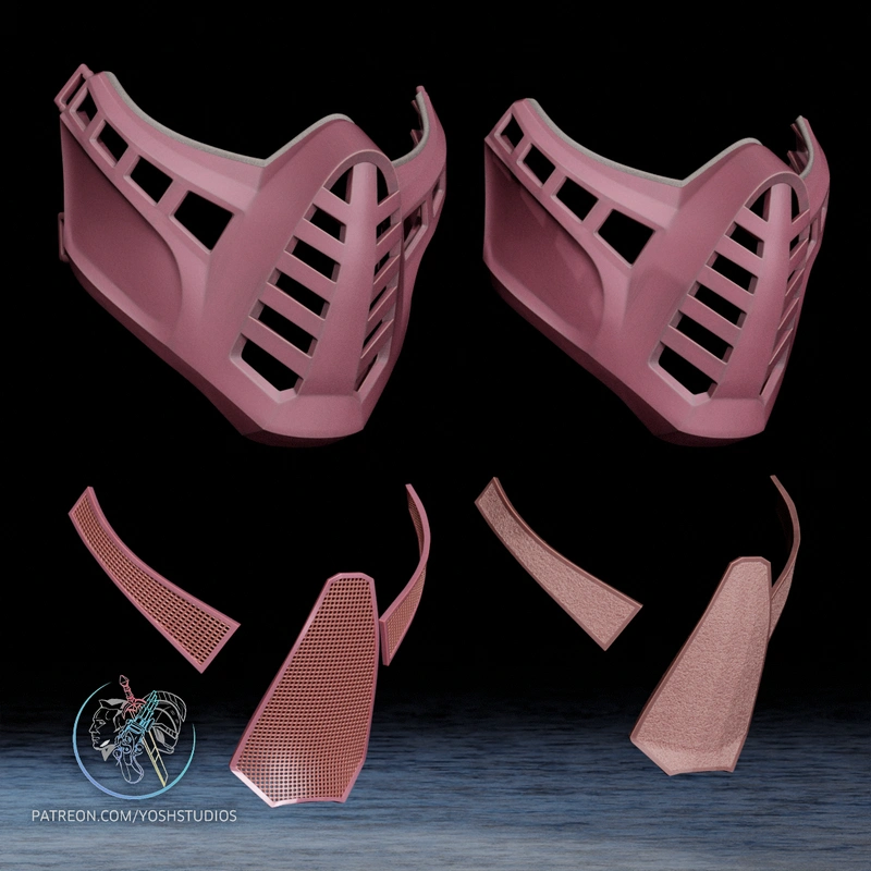 Pink Floyd Mortal Kombat mask with open vents and separate parts