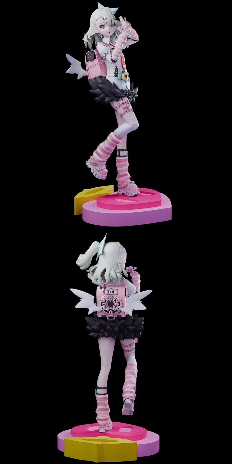 Sunna Zenless Zone Zero 3D character statue on a pink and yellow display base