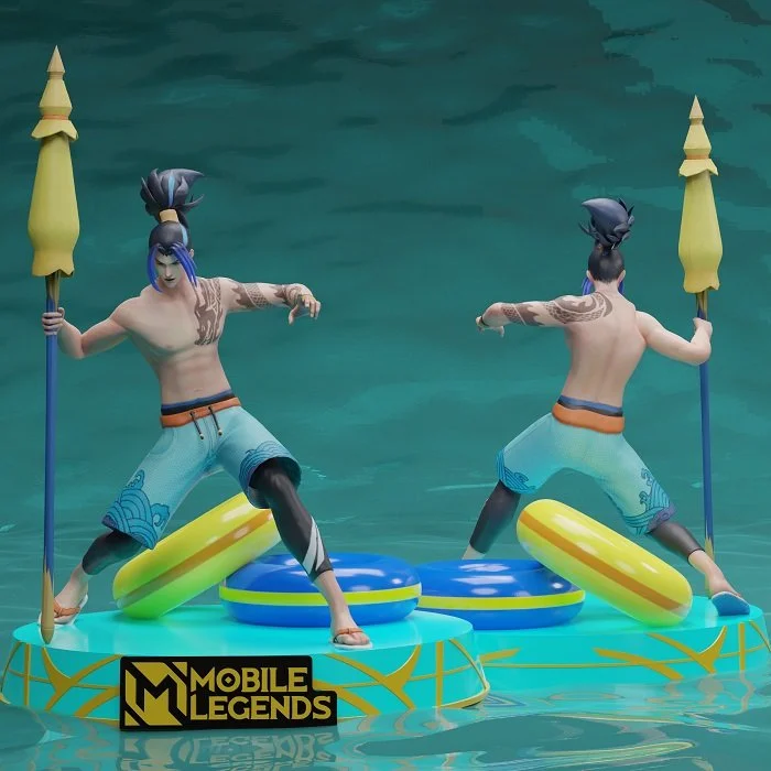 Zilong from Mobile Legends holding a staff in an action pose